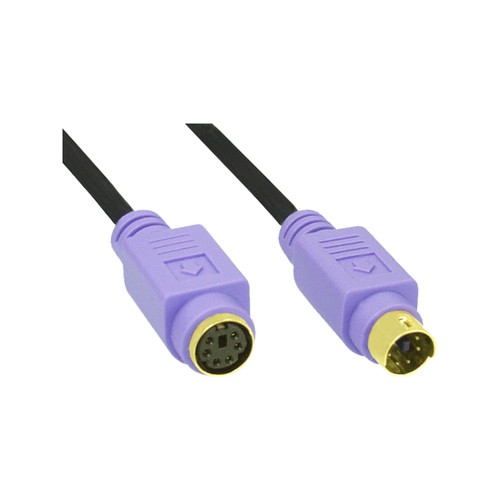 Product image: InLine PS/2 cable, , M/F, black/purple, golden contacts, 2m