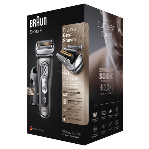 Braun Series 9 9385cc Latest Generation Electric Shaver, Clean&Charge Station, Leather Case,Graphite – image 5