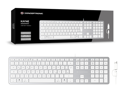 Conceptronic KAYNE02WDE USB Slim Keyboard, QWERTZ German, Compatible with Windows and macOS – image 2