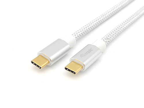 Equip 128355 USB кабель USB 3.2 Gen 2 (3.1 Gen 2) 0,5 m USB C 10 Gbit/s 100 W Серебристый, Белый