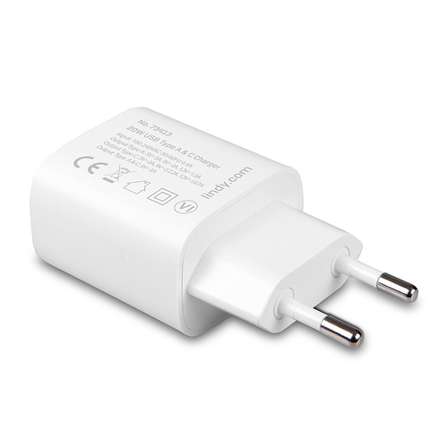 LINDY USB Typ A & C Charger 20W, weiß, afbeelding 2