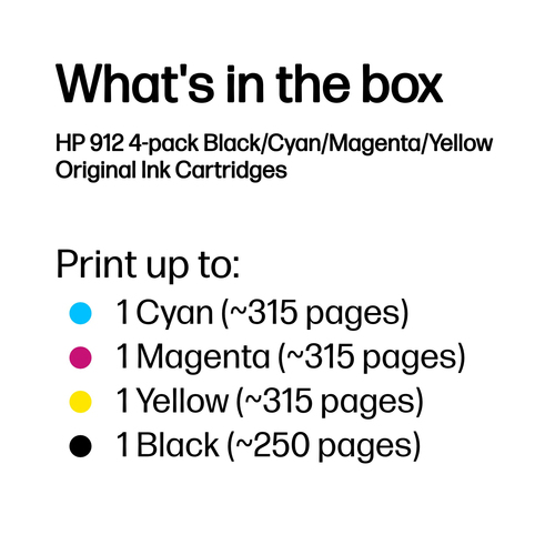 HP 912 Original Ink Cartridge 2.93/8.29-ml Cmyk 4-pack 6ZC74AE - image 3