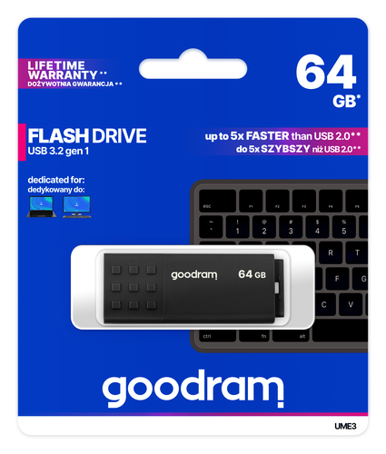 Goodram UME3 unidad flash USB 64 GB USB tipo A 3.2 Gen 1 (3.1 Gen 1) Negro