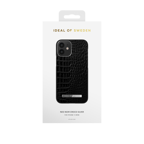 iDeal of Sweden Atelier Case New iPhone 12 MINI NeoNoirCroco Silvr