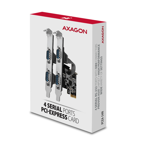 AXAGON PCEA-PSN PCIe-Adapter mit 4x Seriell-Ports - ASIX AX99100 Chipsatz SchnittstellenkartenAdapter – Foto 6 von 7