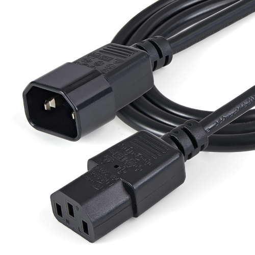 StarTech.com Cable de 1m de Extensión de Alimentación, C14 a C13, 10A 125V, 18AWG, Alargador de Cable de Corriente de Ordenador, IEC-320-C14 a IEC-320-C13, para Fuente de Alimentación, UL