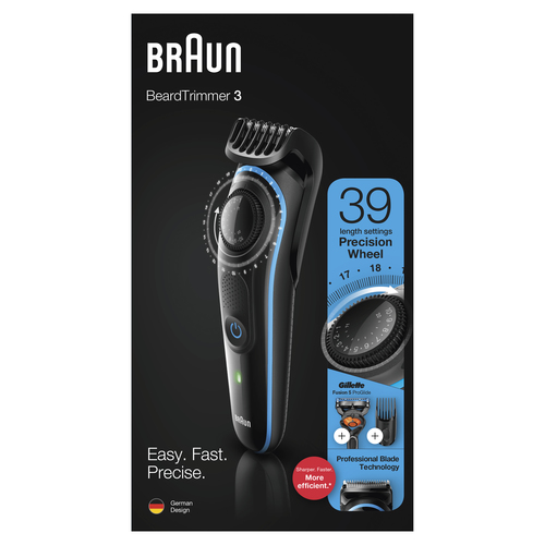 Braun BeardTrimmer Beard Trimmer BT3240 Men Beard Trimmer & Hair Clipper, 39 Length Settings, Black/Blue – image 5