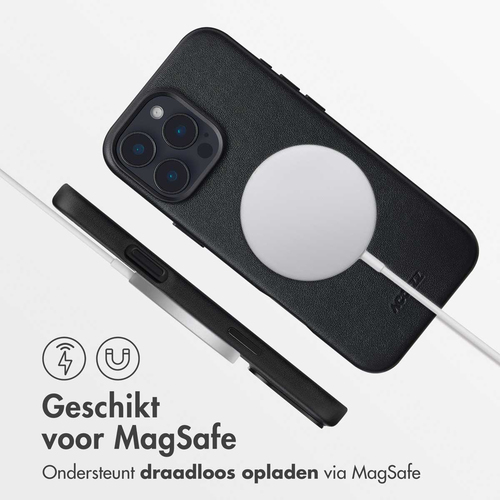 Accezz MagSafe Leather Backcover voor iPhone 16 Pro Max Telefoonhoesje Zwart, afbeelding 3