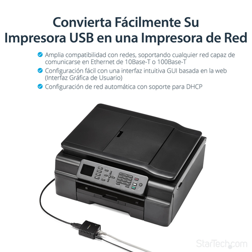 StarTech.com Servidor de Impresión en Red Ethernet 10/100 Mbps a USB 2.0 con LPR