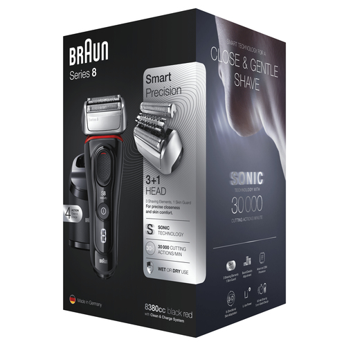 Braun Series 8 8380cc Next Generation Electric Shaver, Clean&Charge Station, Fabric Case, Black – image 5