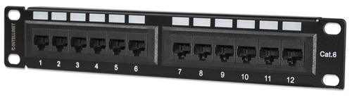 Intellinet 10" 12-Port Cat6 Patchpanel, UTP, 10", 1 HE, schwarz