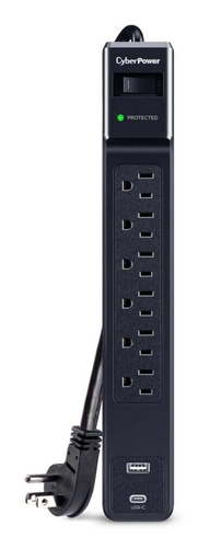 CYBERPOWER CSP604UC SURGE 1500J 4 CORD USB-AC BLACK