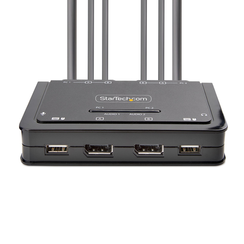 StarTech.com 2-Port Dual-Monitor DisplayPort Cable KVM Switch, 4K 60Hz, Compact KVM with 5ft1.5m USB-ADisplayPortAudio Integrated Cables, Bus Powered, afbeelding 3