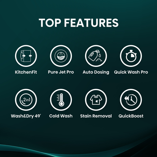 Hisense 5i KitchenFit Series WD5I1045BBQ WiFi-enabled 10.5 kg Washer Dryer - Black - image 4