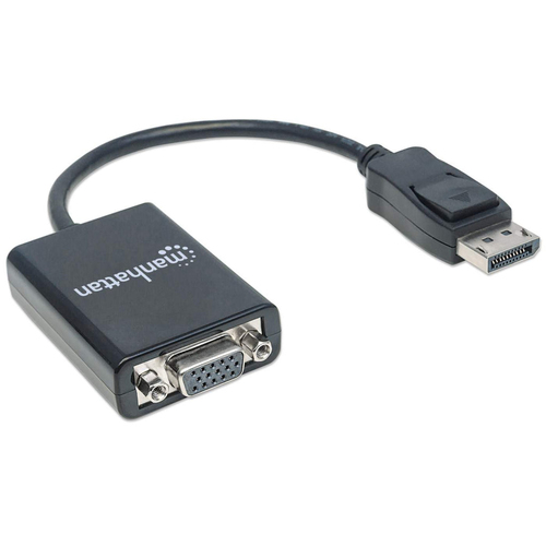 Manhattan Cable convertidor DisplayPort a VGA HD15, 15 cm, macho a hembra, activo, DP con pestaña de bloqueo, negro, garantía de por vida, equivalente a DP2VGA2 imagen 2