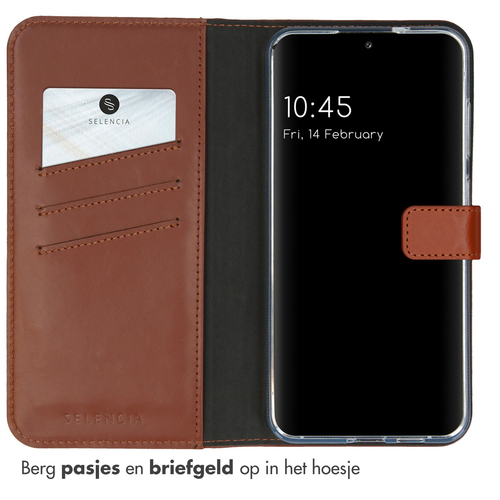 Selencia Echt Lederen Bookcase Samsung Galaxy S24 Plus - Lichtbruin, afbeelding 3