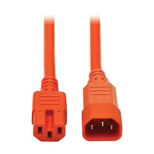 Cable de extensión de potencia de servicio pesado de 2 pies de Tripp Lite 15A 14 AWG C14 C15 naranja 2 &#39; - P018-002-AOR