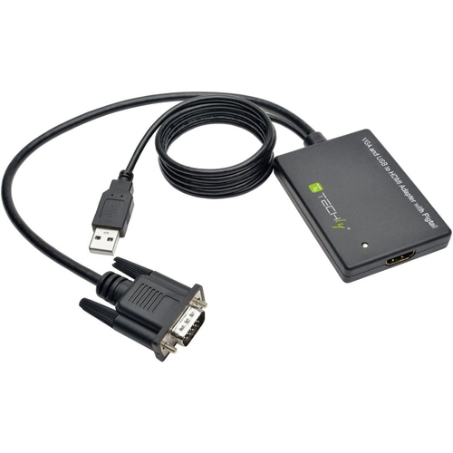TECHLY SVGA und Audio zu HDMI Konverter unterstuetzt 165Mhz/1.65Gbps je Kanal Stromversorgung ueber USB