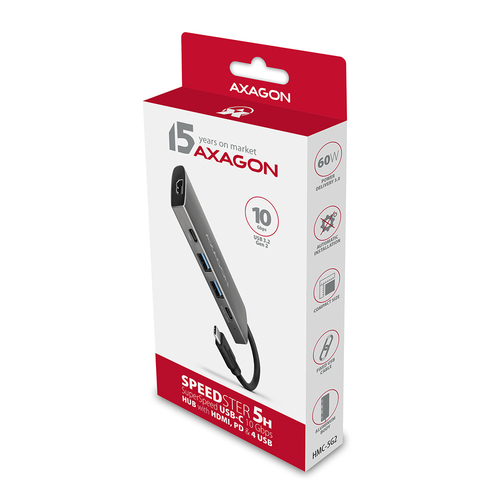 AXAGON HMC-5G2 SPEEDSTER 5H - Dockingstation - USB-C 32 Gen 2  Thunderbolt 3 - HDMI – Foto 3 von 10