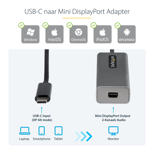 StarTech.com USB C naar Mini DisplayPort Adapter - 4K 60Hz USB-C naar mDP Adapter Dongle, afbeelding 5