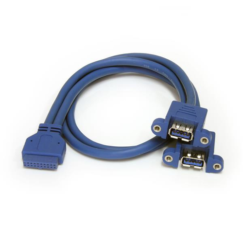 STARTECH.COM 2 Port Panel Mount USB 3.0 Cable - USB A to Motherboard Header Cable F/F