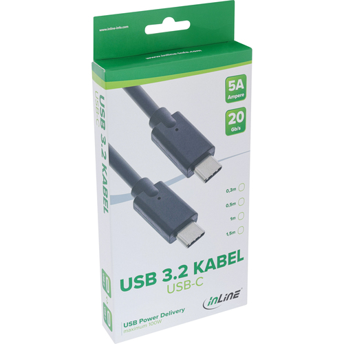 InLine 35702A USB 3.2 Gen 2x2 20Gbps 100W USB Type-C 2m, afbeelding 2
