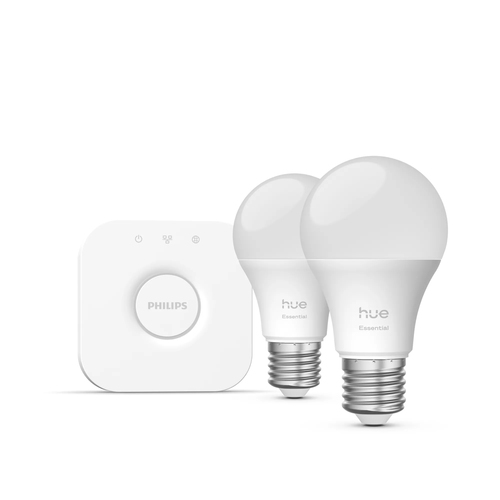 Philips Hue Essential A60 White and Color Starter Pack E27 806lm 2-pack + Bridge, afbeelding 2