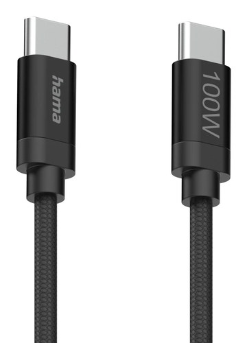Hama Fabric USB-C - USB-C 100W 1.5 m nylon Oplader Zwart, afbeelding 4