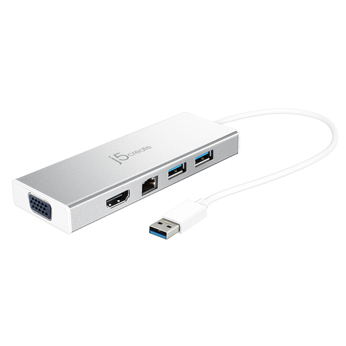 j5create JUD380 Проводная USB 3.2 Gen 1 (3.1 Gen 1) Type-A Серебристый