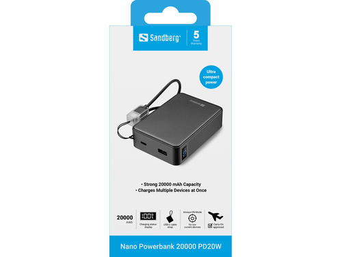Sandberg 421-40 powerbank Lithium-Ion (Li-Ion) 20000 mAh Zwart, afbeelding 4