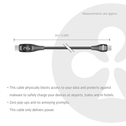 CLUB3D Veilige USB-C®-kabel met vermogensmeter, 240 W, geen dataoverdracht, 2 m, afbeelding 3