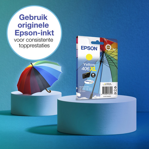 Epson 406XL Umbrella DURABrite Ultra inktcartridge 1 stuk(s) Origineel Hoog (XL) rendement Geel, afbeelding 2