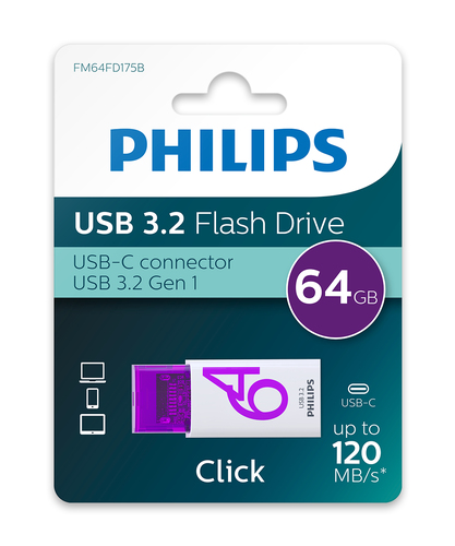Philips USB 3.2 64GB Click Series Gen 1 USB-C, afbeelding 5