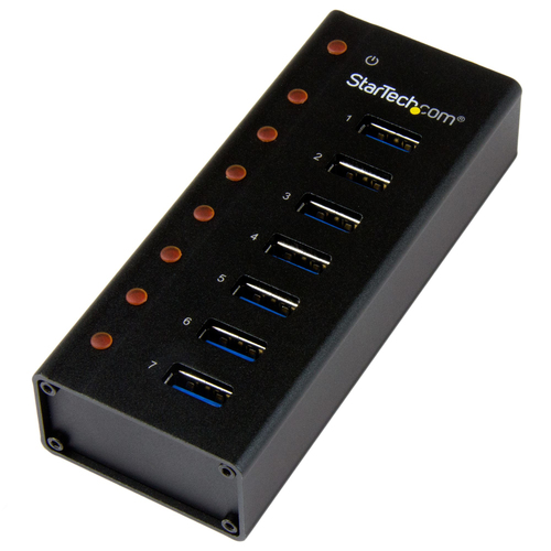 CONCENTRADOR USB 30 7 PUERTOS  HUB CAJA METALICA DE PARED  - ST7300U3M