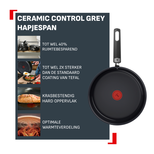 Tefal Ceramic Control Grey hapjespan 24 cm + deksel – Foto 2 van 5