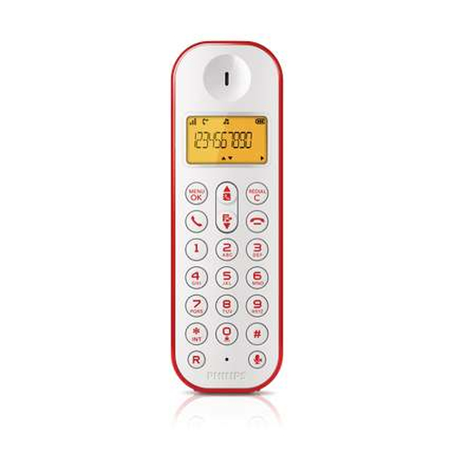 Philips D1201WR/BR telephone DECT telephone Caller ID Red, White