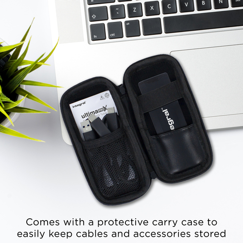 Integral 2TB - 2048GB PORTABLE EXTERNAL SSD USB 3.2 GEN2 3.0 TYPE C R-2000MB/s W-1900MB/s C-A CABLE A-C ADAPTOR AND CARRY CASE INC PRO X2 – image 6