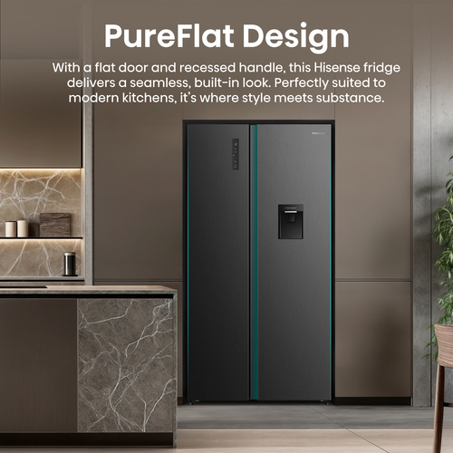 Hisense RS3P558NMFD PureFlat American Side-By-Side Fridge Freezer - D Rated - Black Stainless – image 9