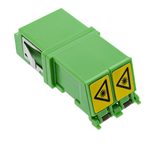 Product image: InLine Fiber Optical Adapter Duplex LC/LC SM Ceramic Sleeve green ext. shutter