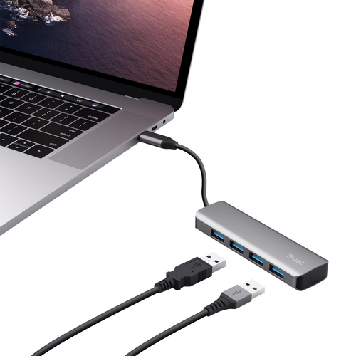 Trust 23328 interface hub USB 3.2 Gen 1 (3.1 Gen 1) Type-A 5000 Mbit/s Grey – image 2