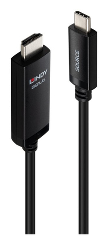 Lindy 43436 video kabel adapter 5 m USB Type-C HDMI Zwart