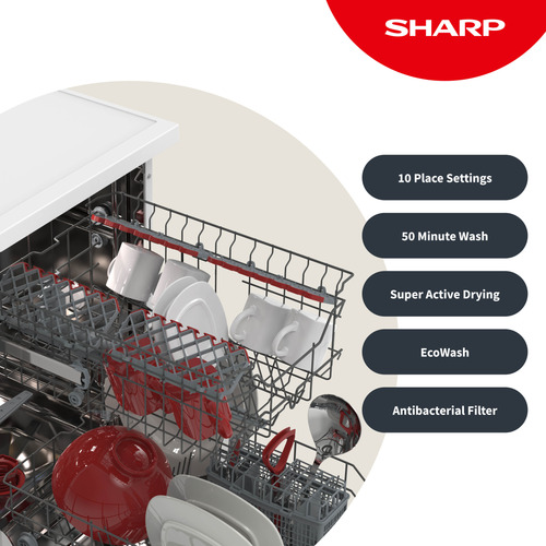Sharp QW-NS1EF49E0W-EN dishwasher 10 place settings – image 3