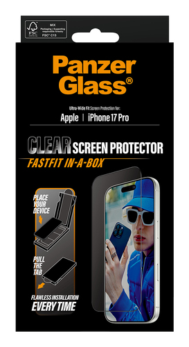 PanzerGlass Screen Protector iPhone 18 Pro  17 Pro  Ultra-Wide Fit w Fastfit in-a-box – Foto 4 von 6