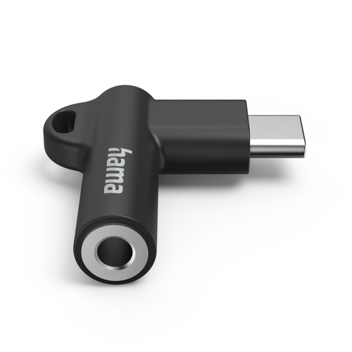 Hama USB-C - 3.5 mm Jack Socket Aux Adapter 90° Angled Plug Oplader Zwart, afbeelding 5