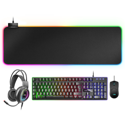 Mars Gaming MCPEXES Combo H-Mech Keyboard Mouse RGB Headset and XXL RGB Mousepad Spanish Language