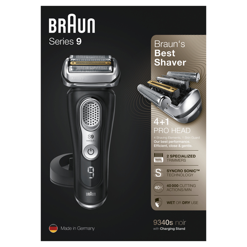 Braun Series 9 9340s Latest Generation Electric Shaver, Charging Stand, Fabric Case, Noir – image 5