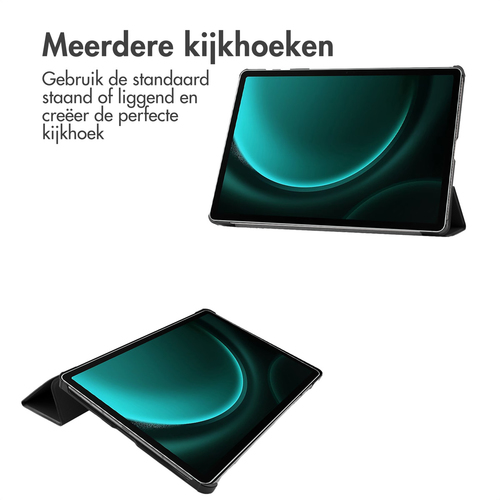 Accezz Trifold Bookcase Samsung Tab S9 FE Plus Tablethoesje Zwart, afbeelding 2