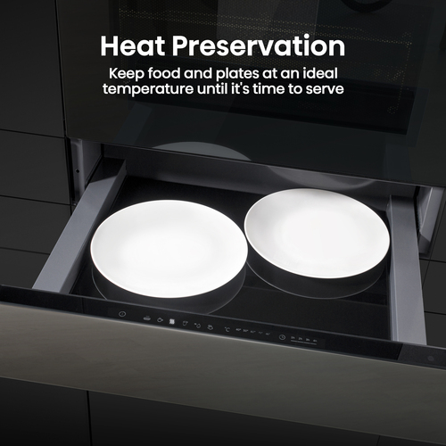 Hisense Built in warming drawer in black glass with adjustable 40–80°C temperature for plate warming and food prep. Keep Warm function maintains serving tempera – image 5