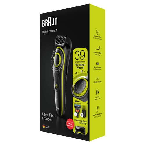 Braun Beard Trimmer BT3241 Men Trimmer & Hair Clipper, 39 Length Settings, Black/VoltGreen – image 5