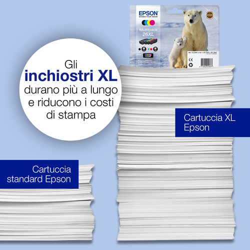 Epson 26XL – Multipack nero + nero foto + ciano + magenta + giallo originale (Orso polare)
